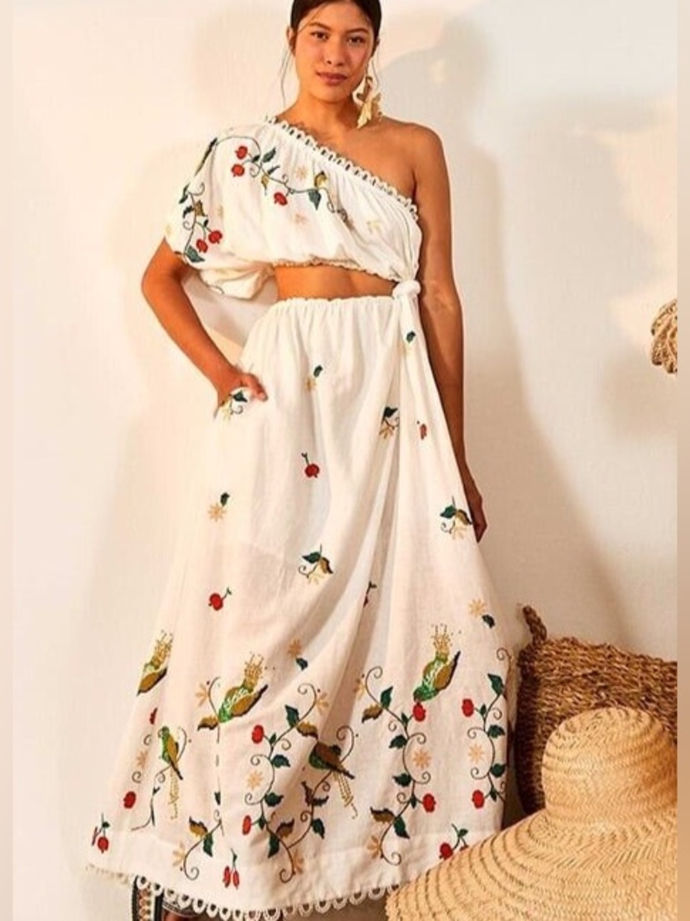NWT Farm Rio Pitanga One-Shoulder Cut-Out Maxi Dress. Medium